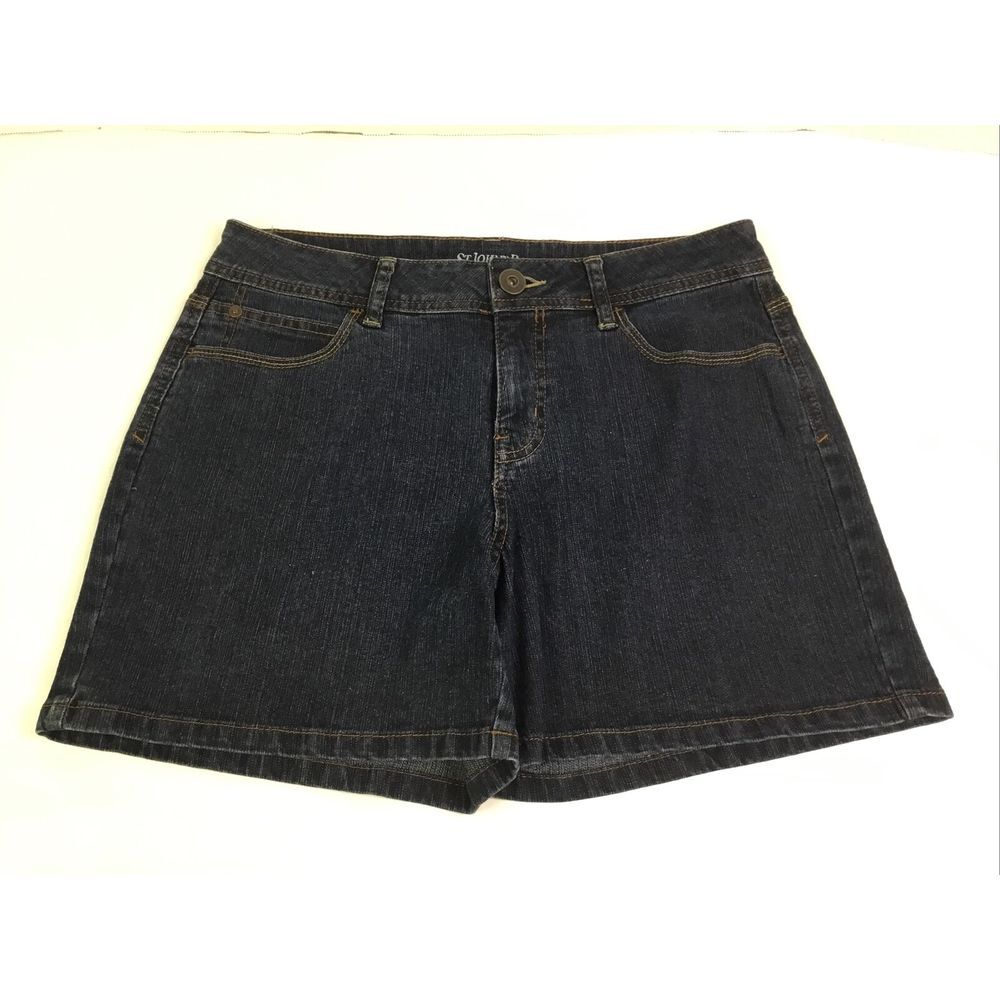 St Johns Bay Womens Shorts Size 10 Denim blue Stretch chinos waist 32